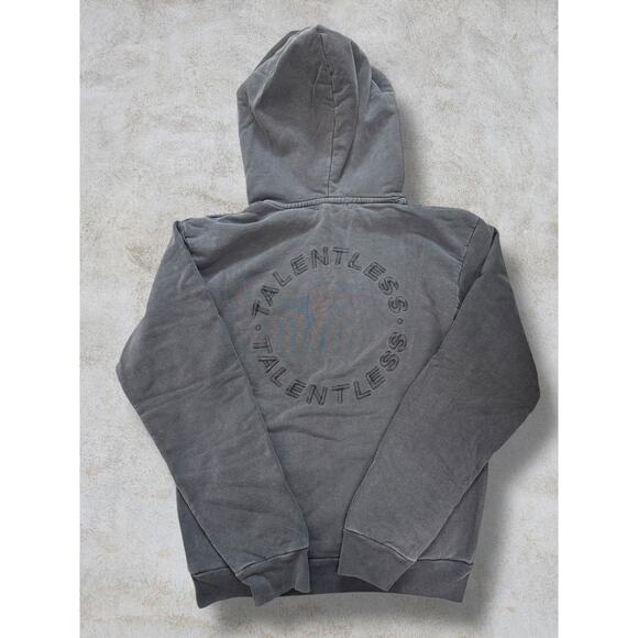 TALENTLESS-MENS HOODIE - CIRCLE LOGO EMBROIDERED(STEEL GREY) - Picture 3 of 8